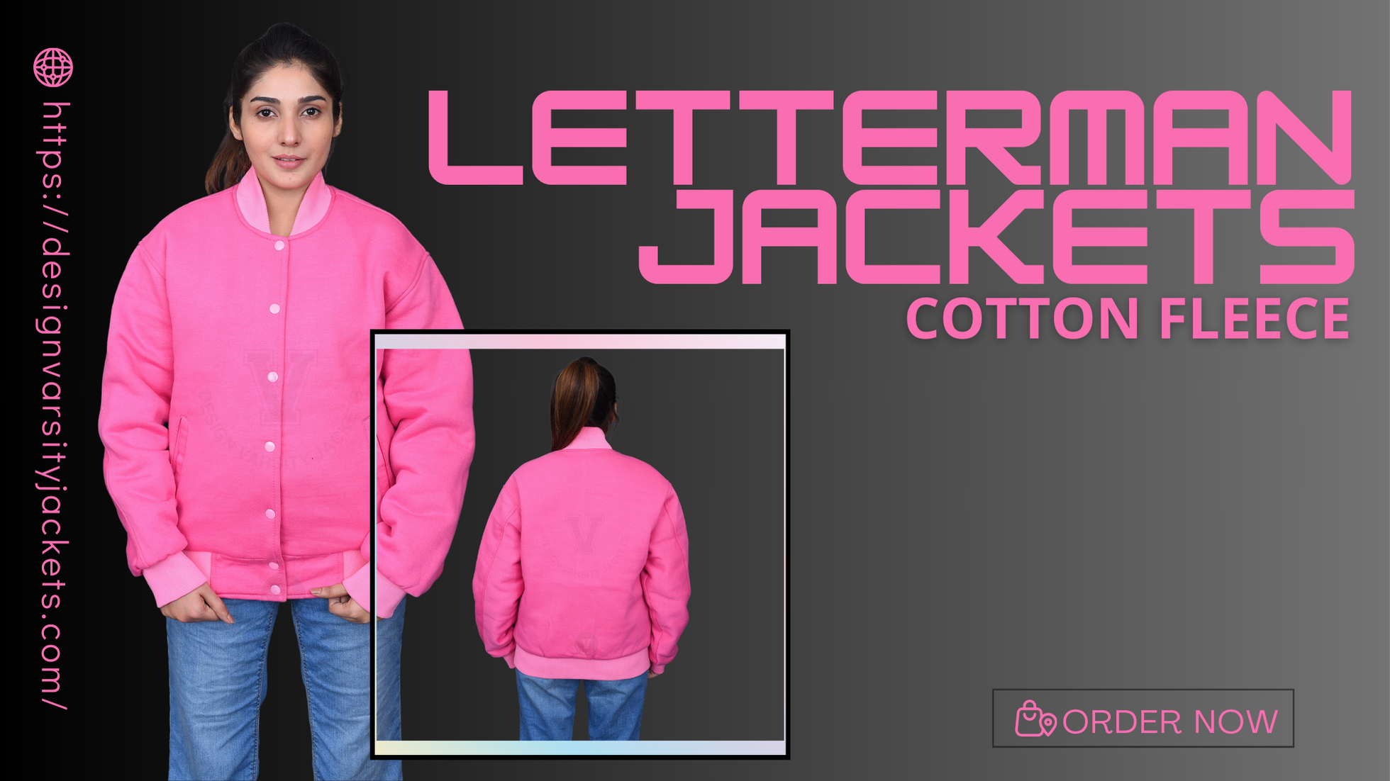 Women Letterman Jackets Cotton Fleece