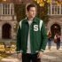 Green Baseball Jacket With Embroidery