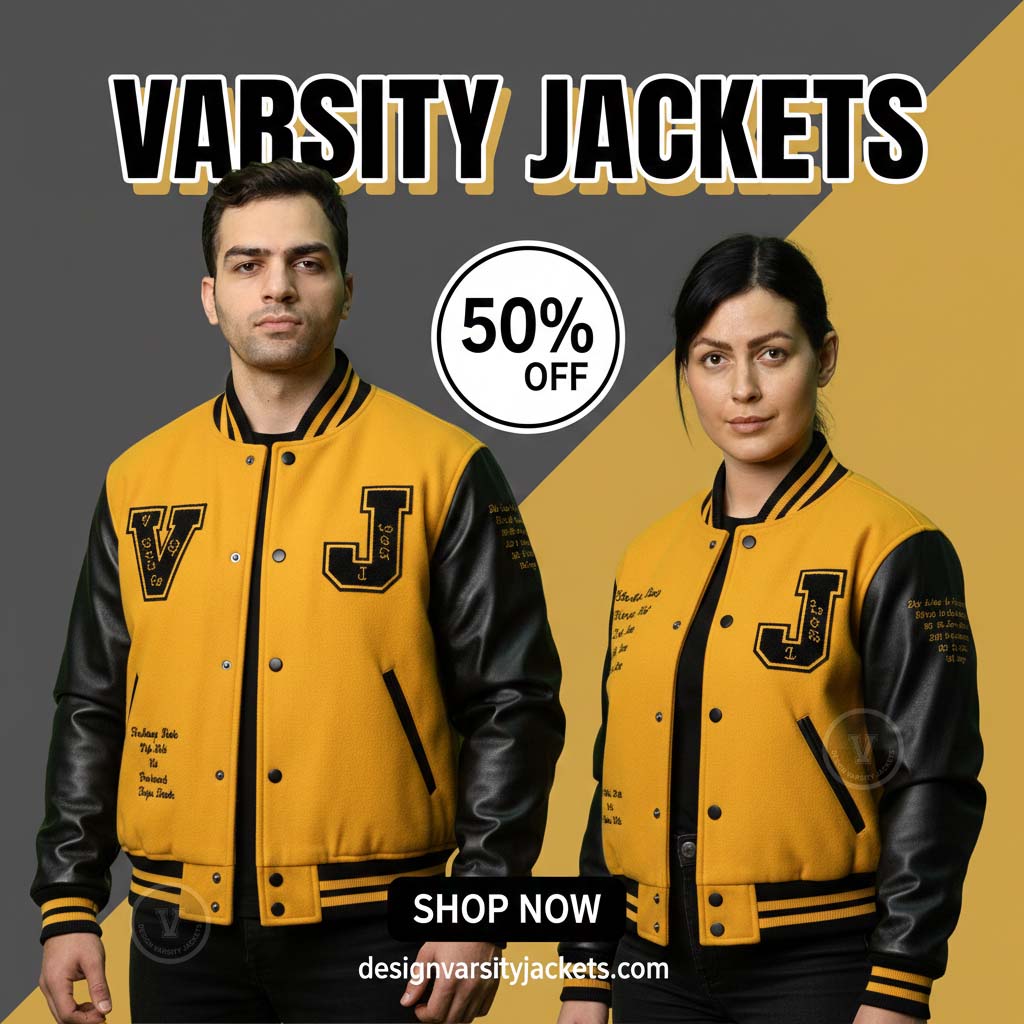Yellow Letterman Jackets with Patches