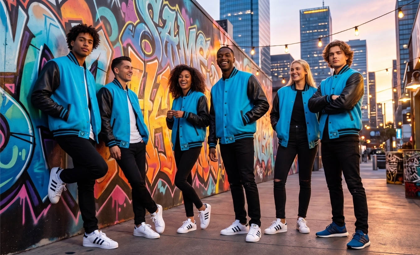 Varsity Jackets With Adidas Sneakers