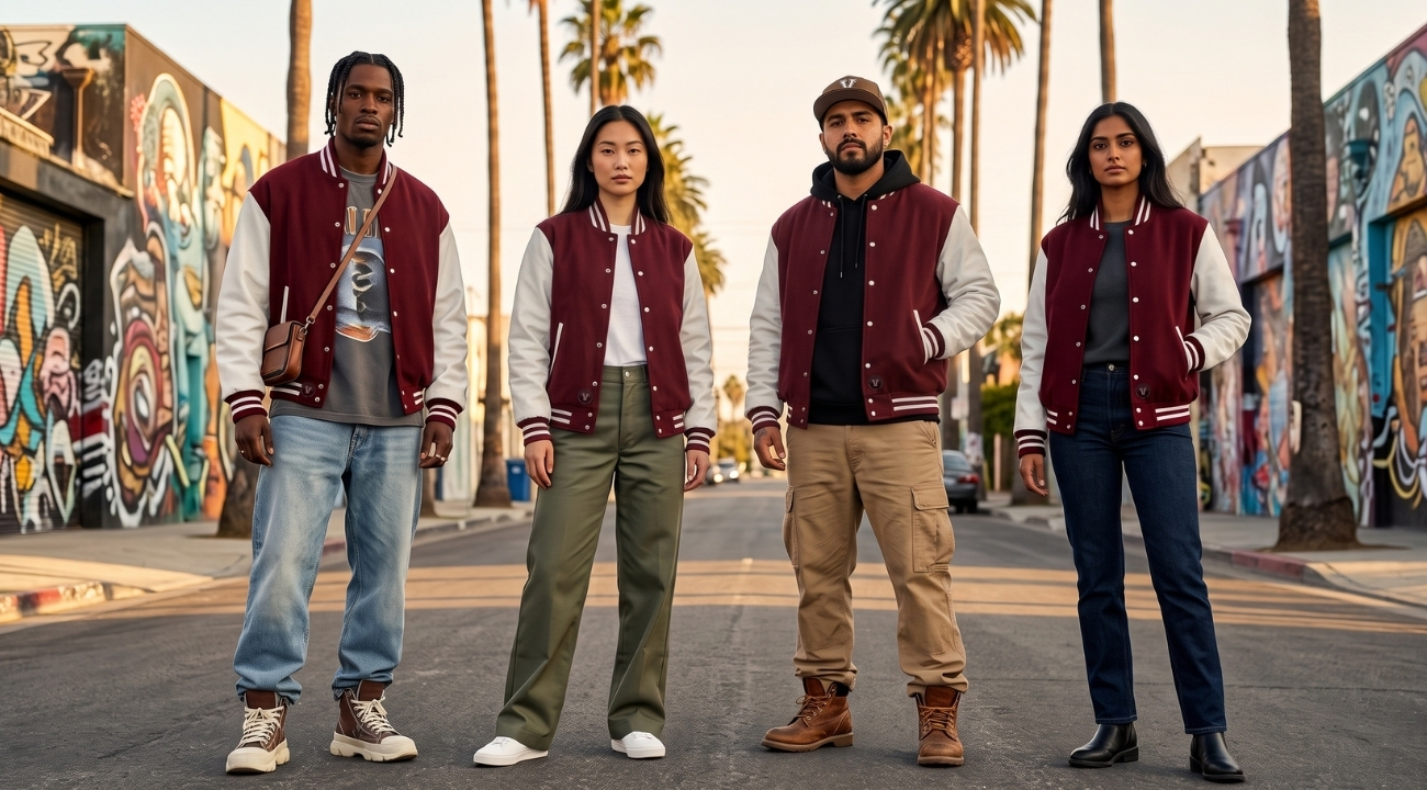 Varsity Jackets in Los Angeles Hip Hop Outfits