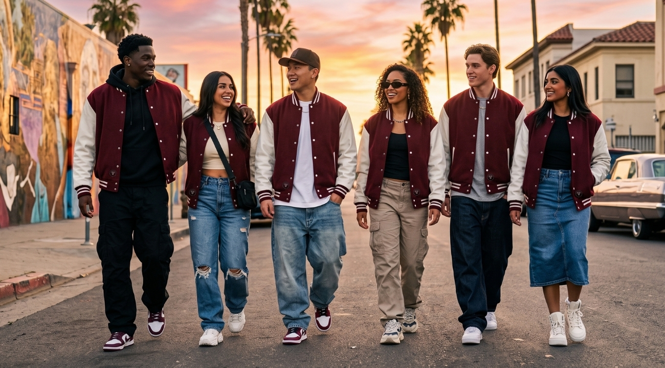 Varsity Jackets in Los Angeles Hip Hop Outfits