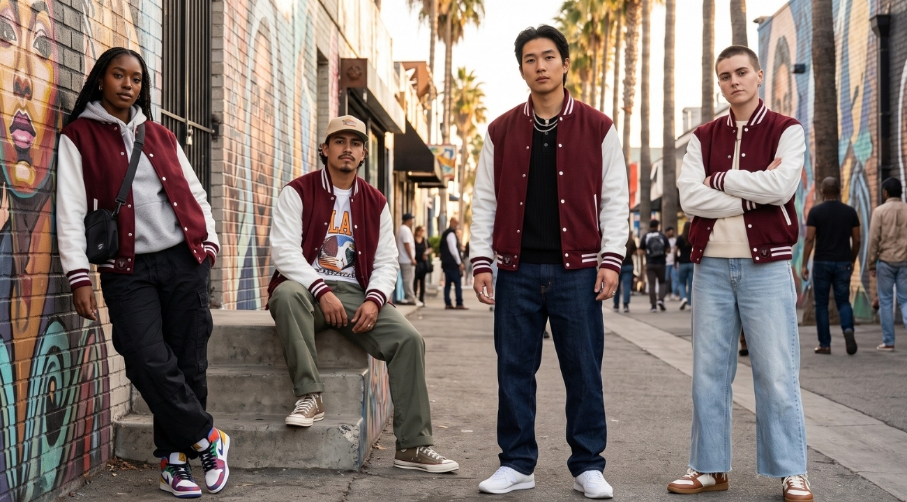 Varsity Jackets in Los Angeles Hip Hop Outfits