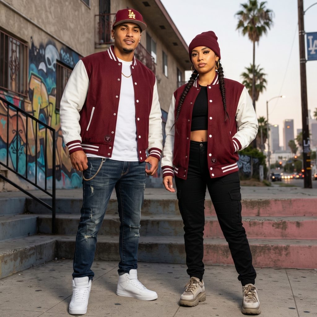 Varsity Jackets in Los Angeles Hip Hop Outfits