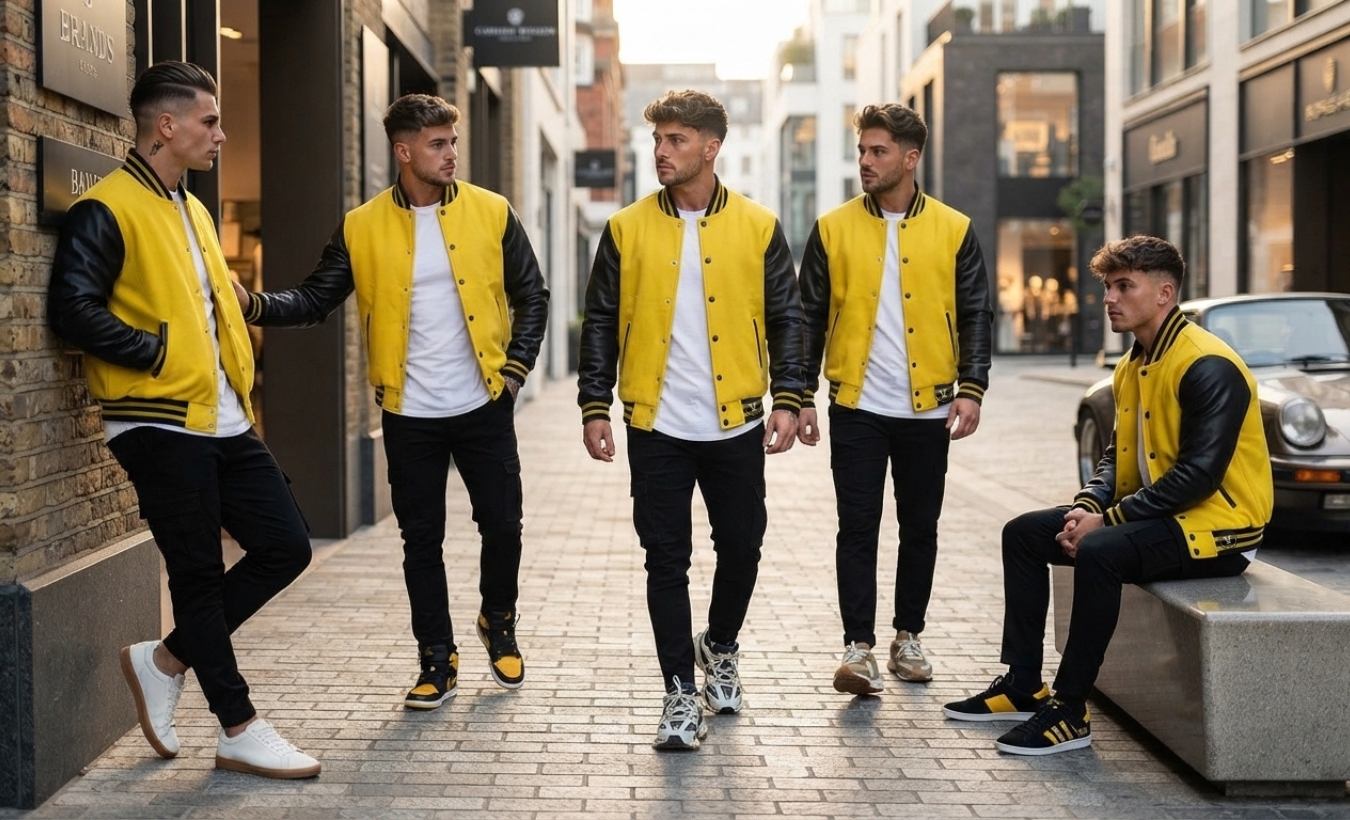 Men varsity jackets with Sneakers
