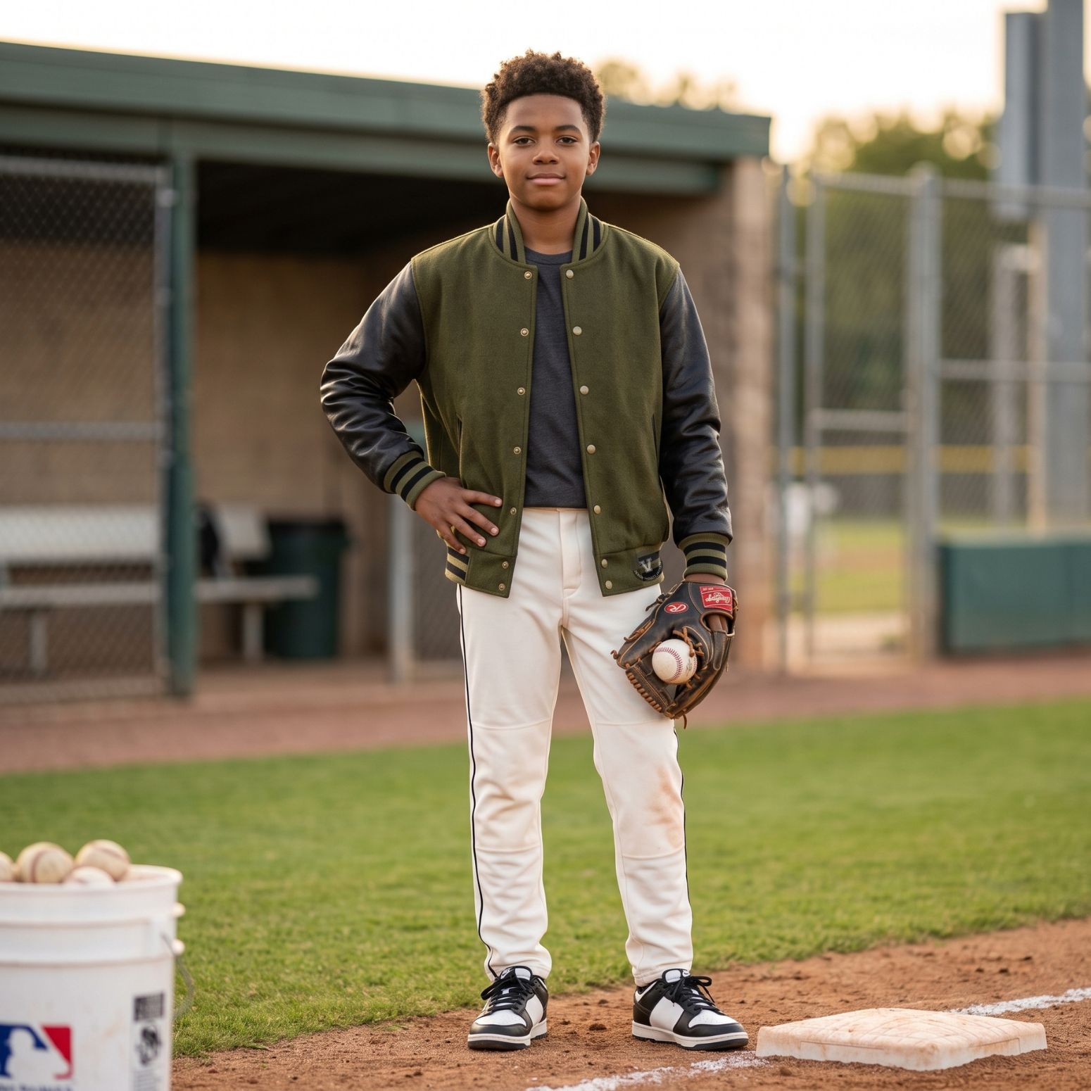 Olive And Black Baseball Jacket Custom Design