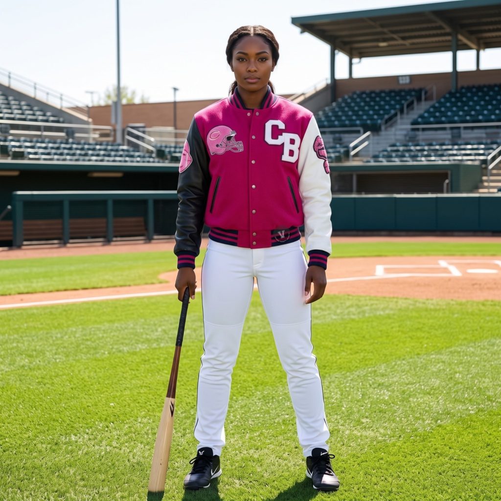 trendy pink baseball jackets for women